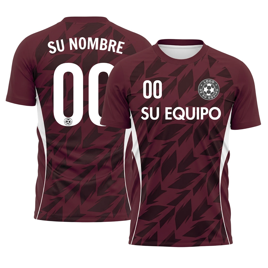 Rojo Burdeos Flecha Geométrico Motivo Camiseta Fútbol Personalizada