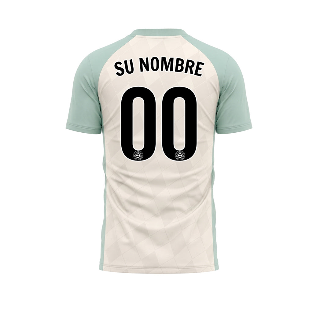 Crema Menta Claro Motivo Rombo Raglán Camiseta de Fútbol Personalizada