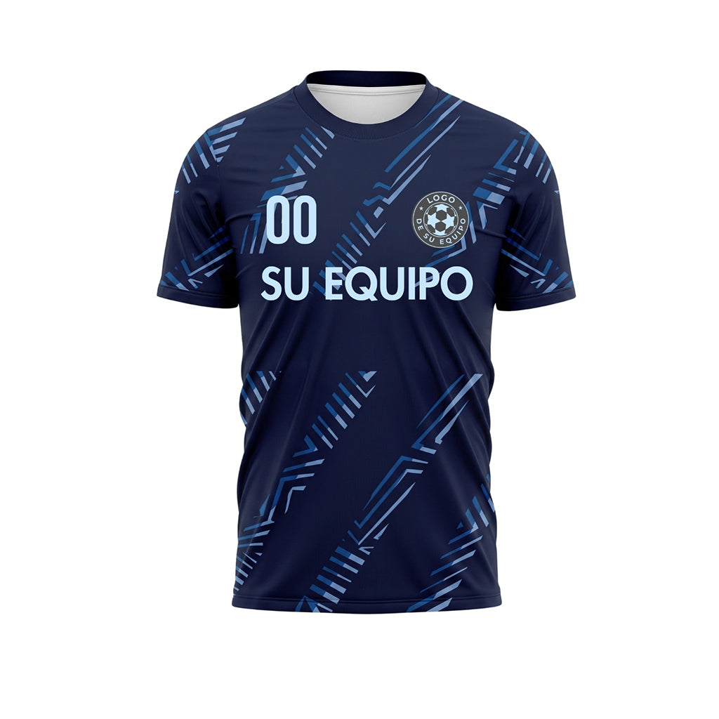 Azul Oscuro Motivo de Manga Diagonales Rayas Camiseta de Fútbol Personalizada