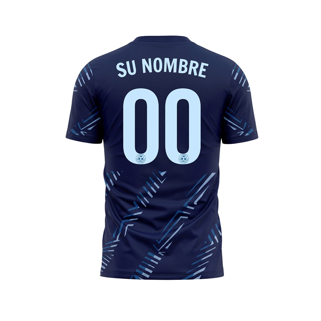 Azul Oscuro Motivo de Manga Diagonales Rayas Camiseta de Fútbol Personalizada