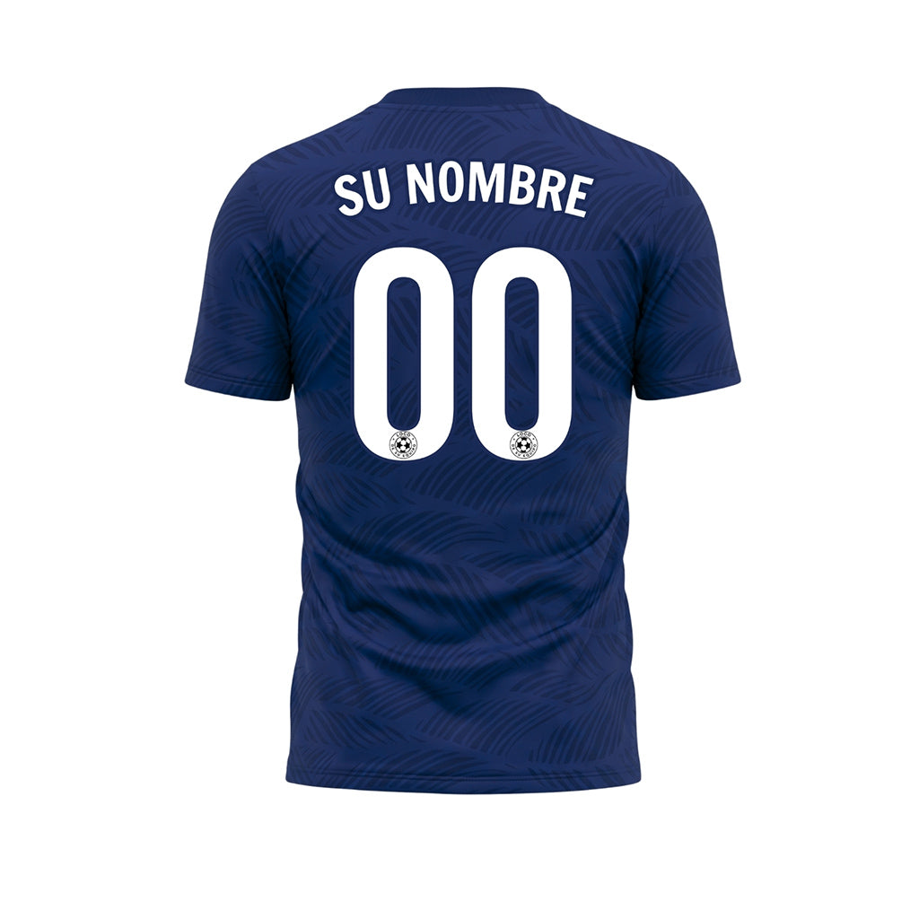 Azul Oscuro Hoja Motivo Olas Camiseta de Fútbol Personalizada