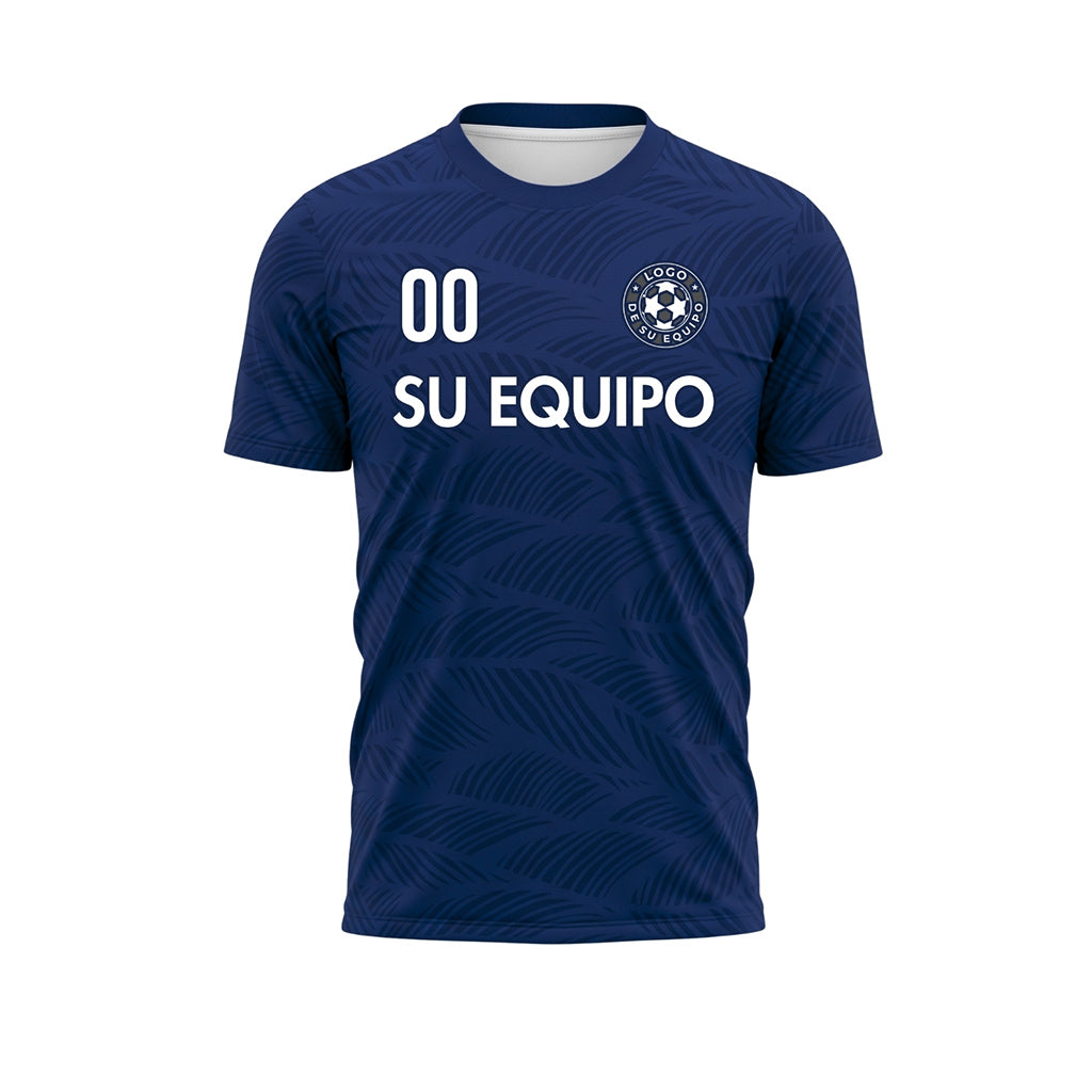 Azul Oscuro Hoja Motivo Olas Camiseta de Fútbol Personalizada