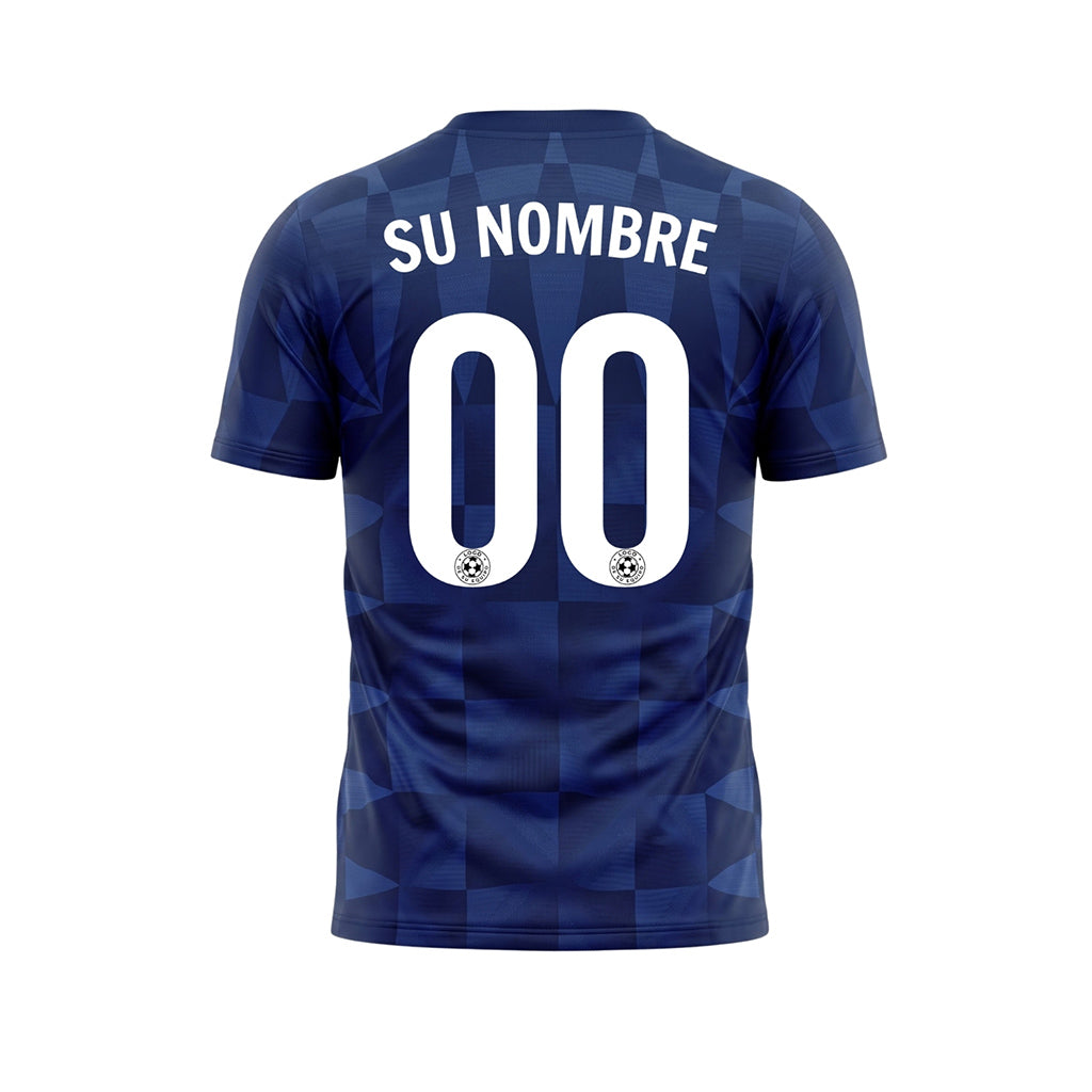 Azul Oscuro Azul Geométrico Motivo Camiseta de Fútbol Personalizada