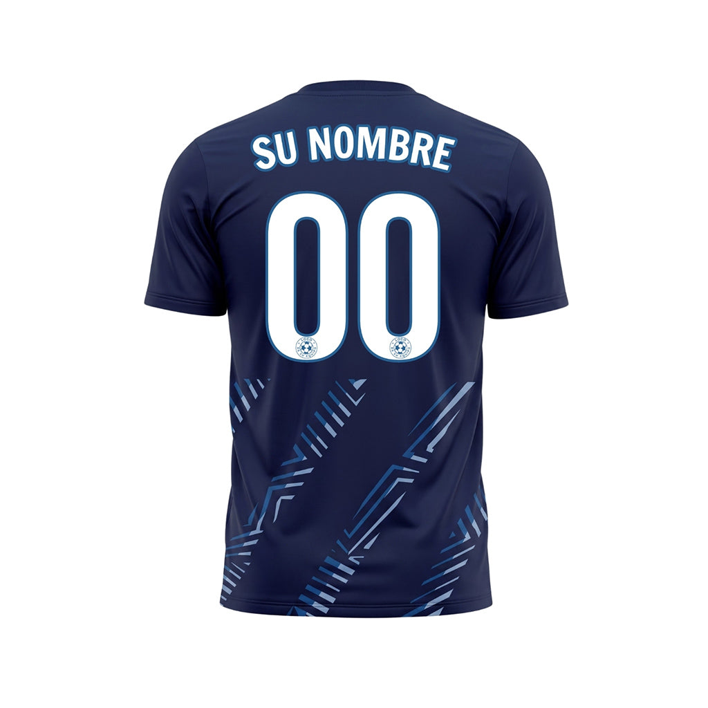 Azul Oscuro Diagonales Rayas Camiseta de Fútbol Personalizada