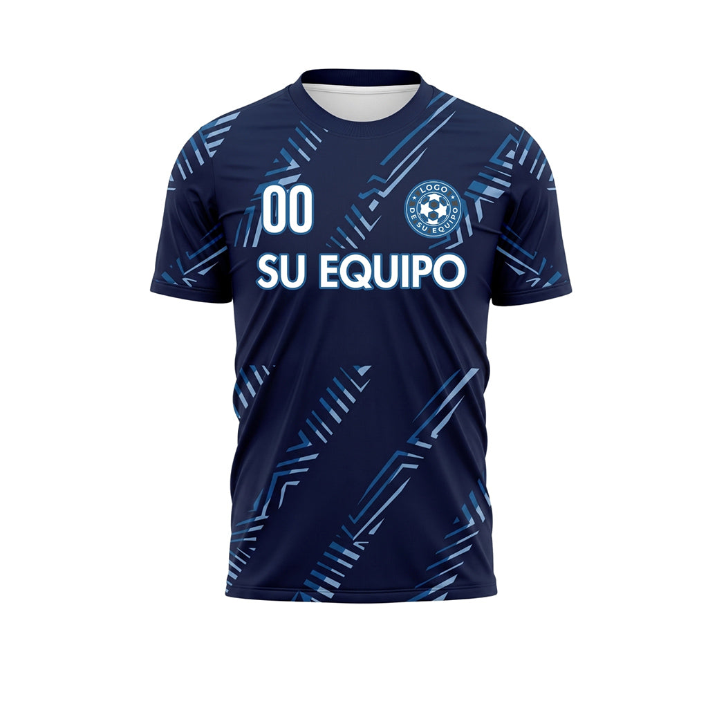 Azul Oscuro Diagonales Rayas Camiseta de Fútbol Personalizada