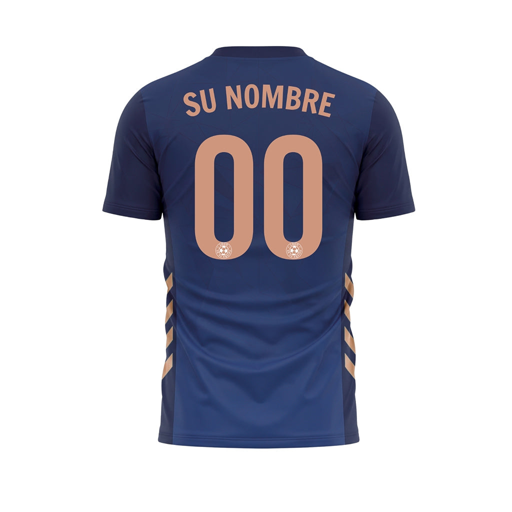 Azul Oscuro Geométrico Motivo Camiseta de Fútbol Personalizada