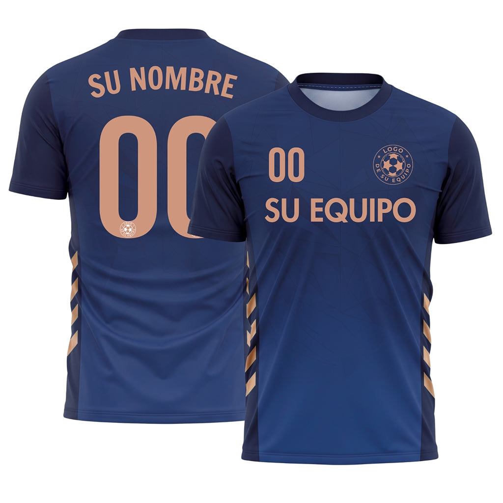 Azul Oscuro Geométrico Motivo Camiseta de Fútbol Personalizada