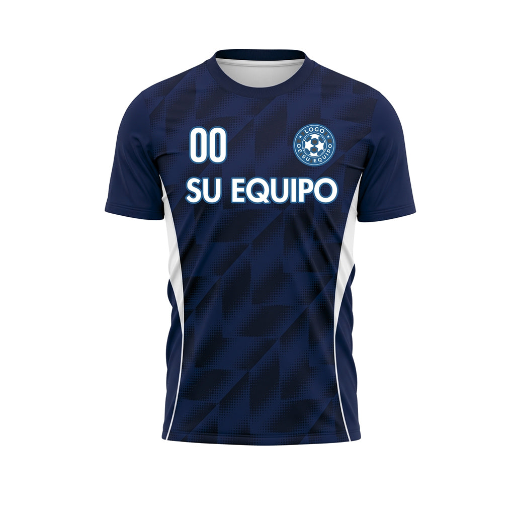 Azul Oscuro Semitono Geométrico Motivo Camiseta de Fútbol Personalizada