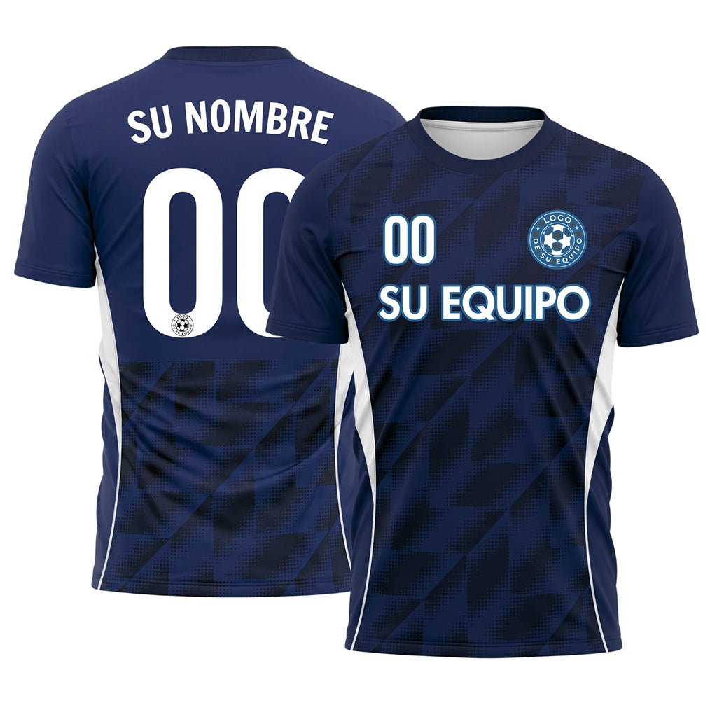Azul Oscuro Semitono Geométrico Motivo Camiseta de Fútbol Personalizada