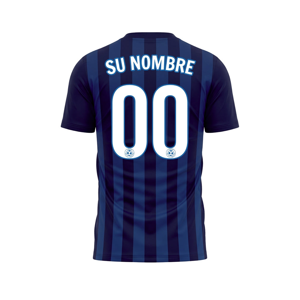 Azul Oscuro Marino Verticales Rayas Camiseta de Fútbol Personalizada