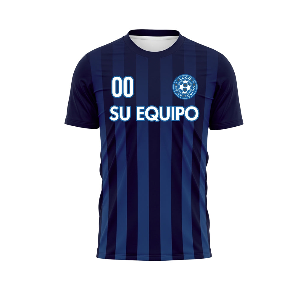 Azul Oscuro Marino Verticales Rayas Camiseta de Fútbol Personalizada