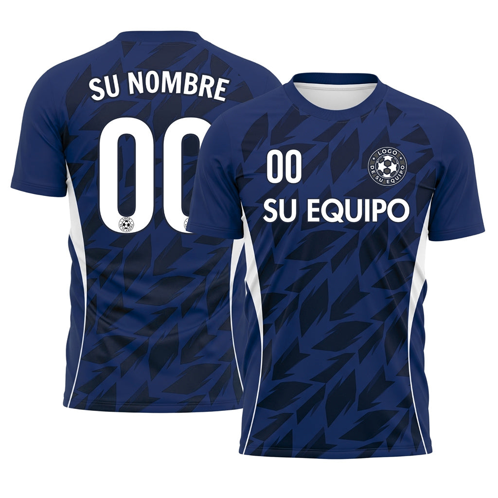 Azul Oscuro Flecha Geométrico Motivo Camiseta de Fútbol Personalizada
