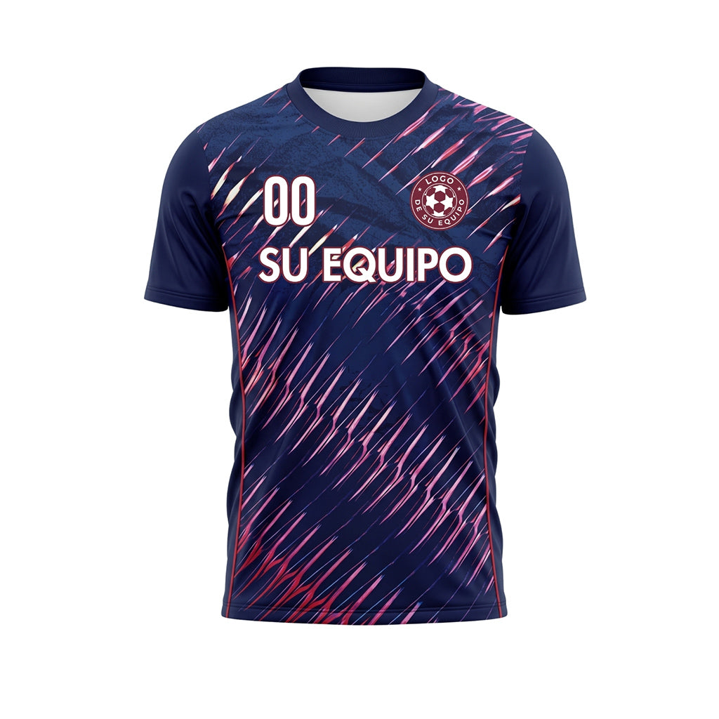 Azul Oscuro Rosa Dinámico Rayas Camiseta de Fútbol Personalizada