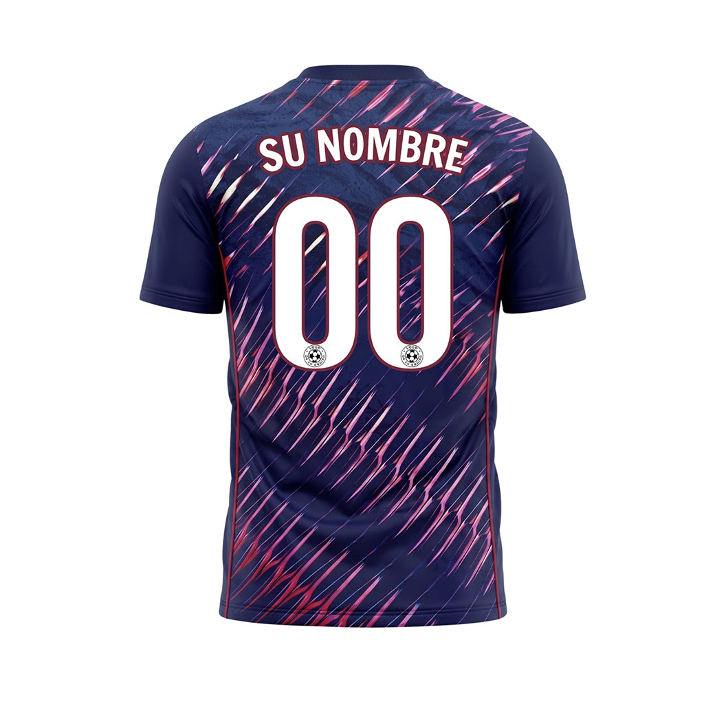 Azul Oscuro Rosa Dinámico Rayas Camiseta de Fútbol Personalizada
