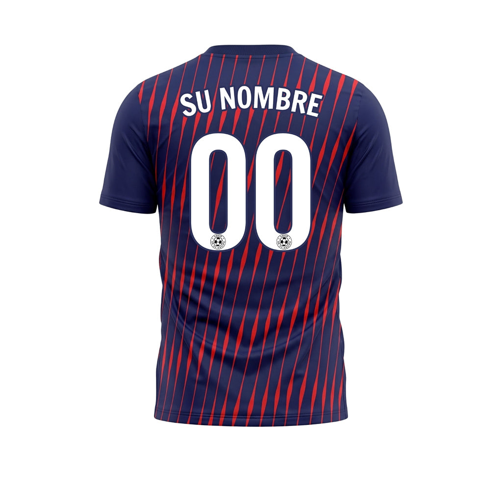 Azul Oscuro Rojo Dinámico Rayas Camiseta Fútbol Personalizada