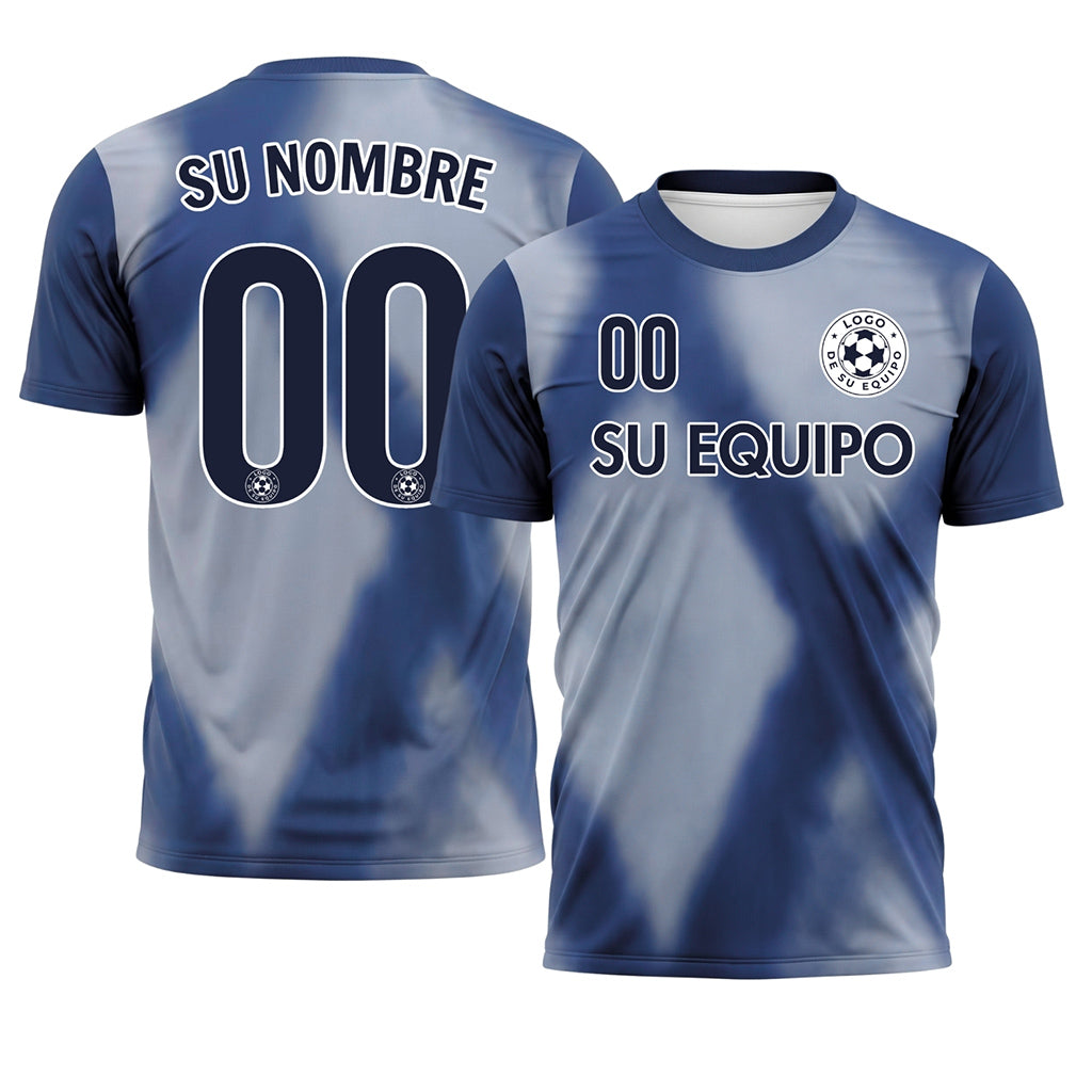 Azul Oscuro Tie Dye Motivo Rombo Camiseta de Fútbol Personalizada