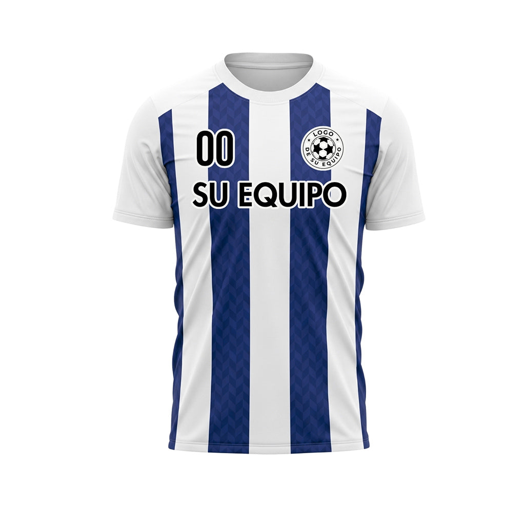 Azul Oscuro Blanco Chevron Rayado Camiseta de Fútbol Personalizada