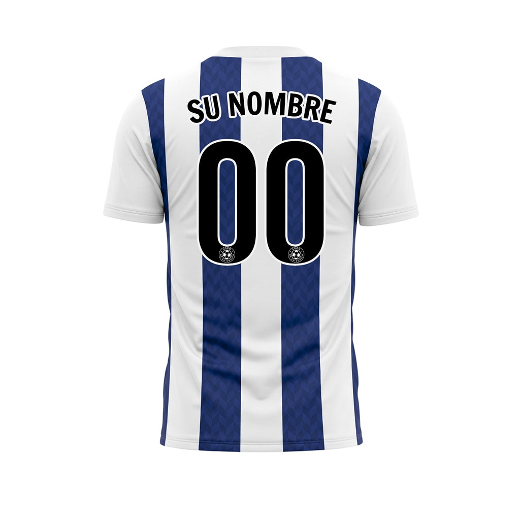 Azul Oscuro Blanco Chevron Rayado Camiseta de Fútbol Personalizada