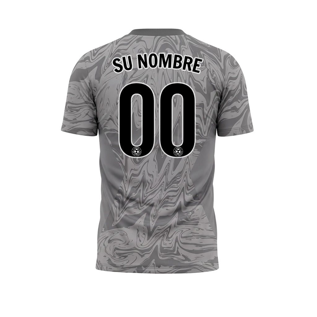 Gris Oscuro Mármol Motivo Amarillo Bandas Laterales Camiseta de Fútbol Personalizada