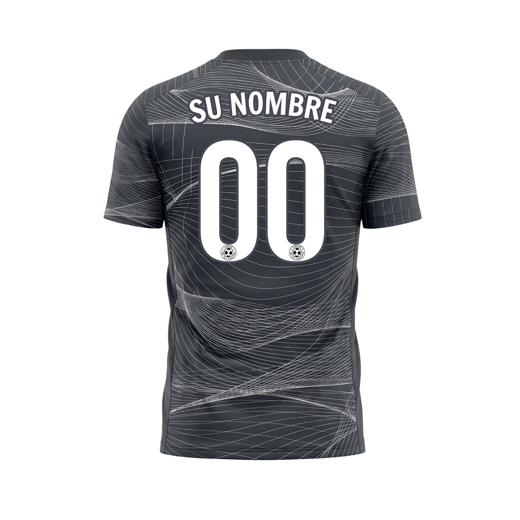 Gris Oscuro Motivo Líneas Onduladas Camiseta Fútbol Personalizada