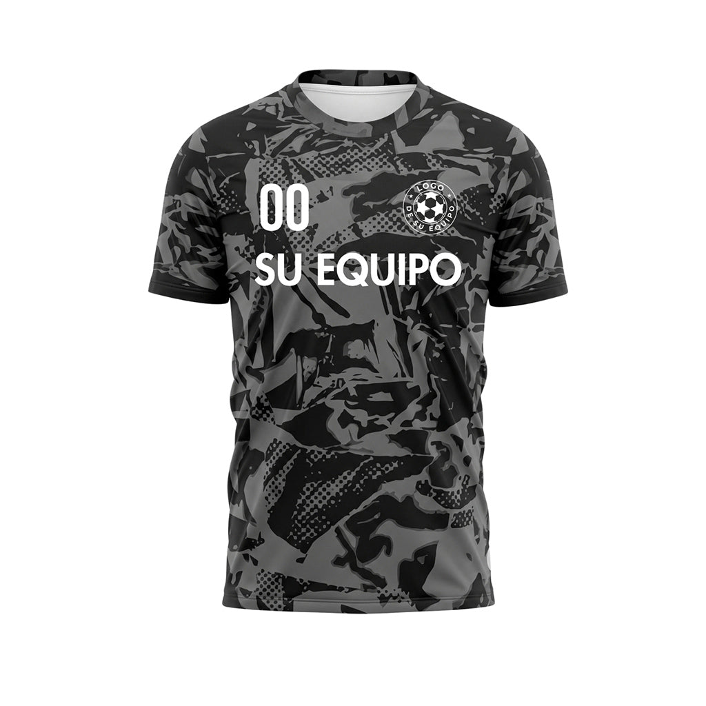 Gris Oscuro Negro Abstracto Camuflaje Camiseta de Fútbol Personalizada