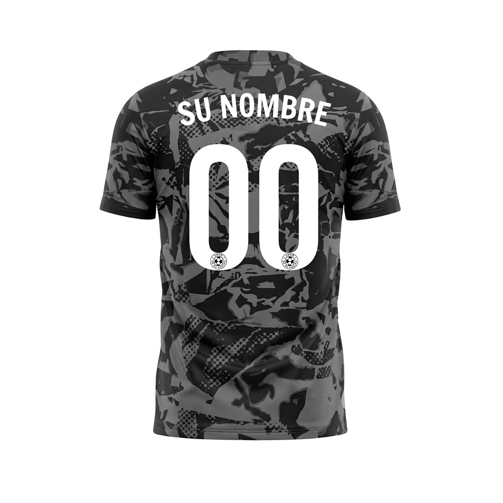 Gris Oscuro Negro Abstracto Camuflaje Camiseta de Fútbol Personalizada