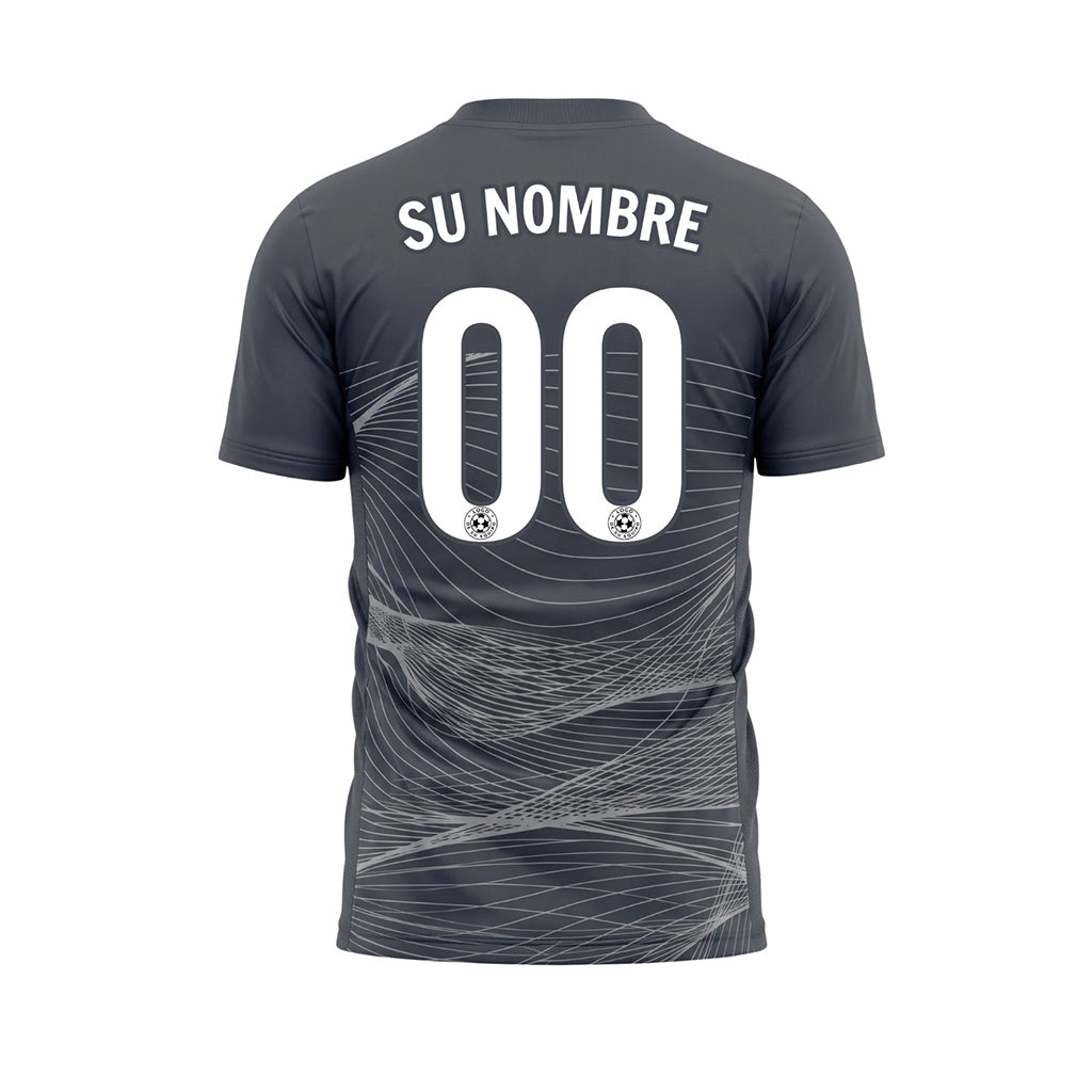 Gris Oscuro Plateado Líneas Onduladas Camiseta de Fútbol Personalizada