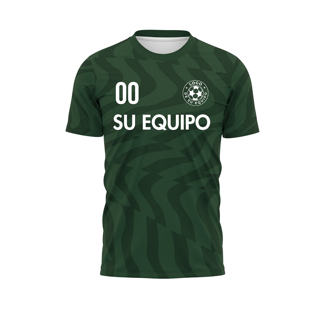 Verde Oscuro Abstracto Olas Motivo Camiseta de Fútbol Personalizada