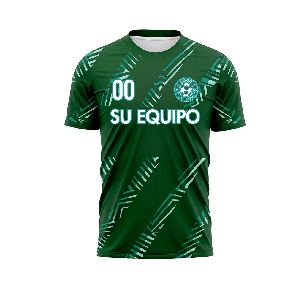 Verde Oscuro Diagonales Rayas Camiseta de Fútbol Personalizada