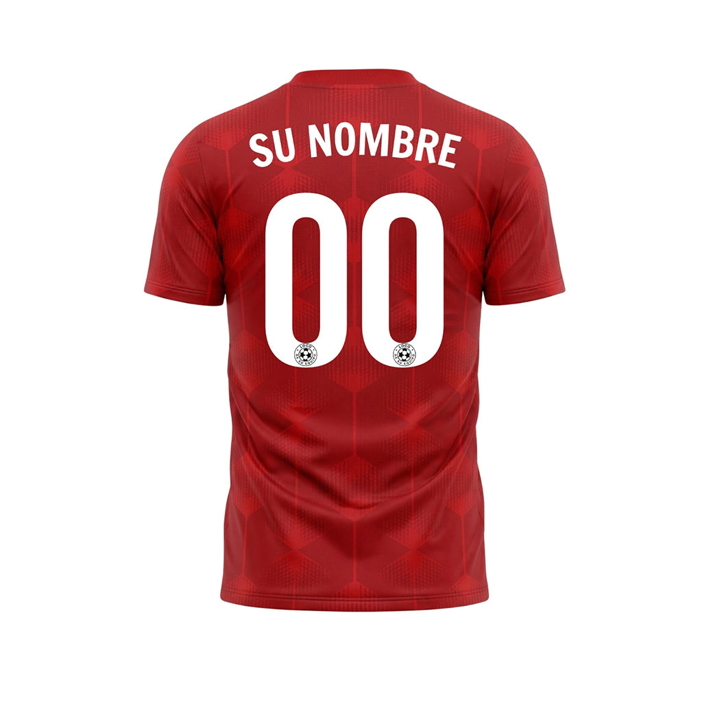Rojo Oscuro Hexágono Motivo Camiseta de Fútbol Personalizada