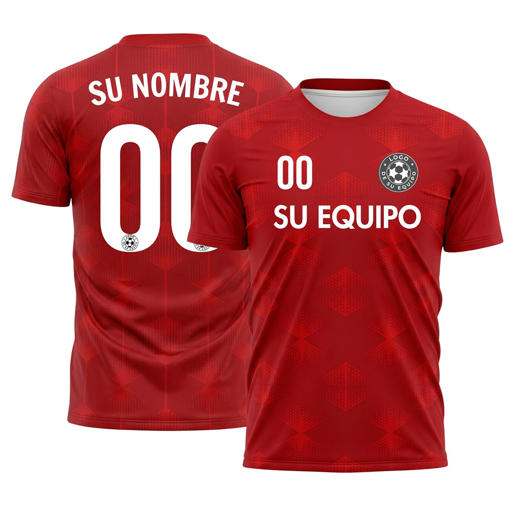 Rojo Oscuro Hexágono Motivo Camiseta de Fútbol Personalizada