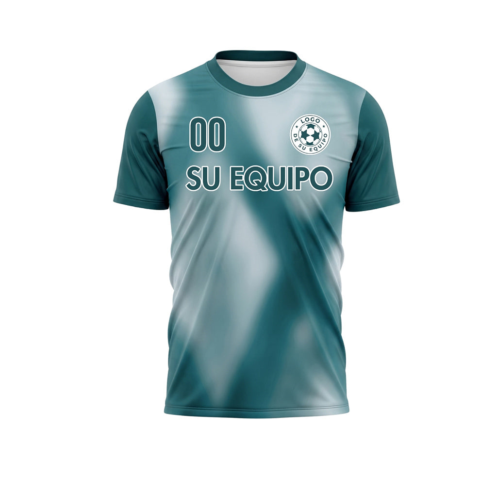 Azul Verde Azulado Oscuro Tie Dye Motivo Rombo Camiseta de Fútbol Personalizada