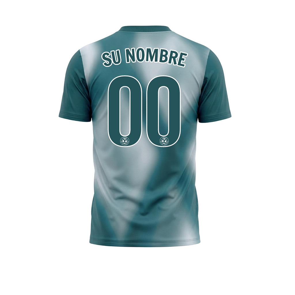 Azul Verde Azulado Oscuro Tie Dye Motivo Rombo Camiseta de Fútbol Personalizada