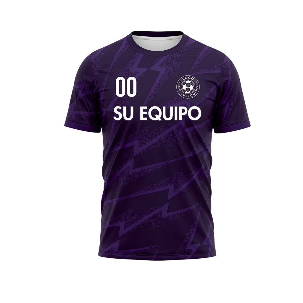 Violeta Oscuro Rayo Motivo Camiseta de Fútbol Personalizada