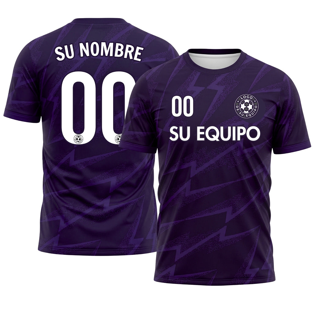 Violeta Oscuro Rayo Motivo Camiseta de Fútbol Personalizada