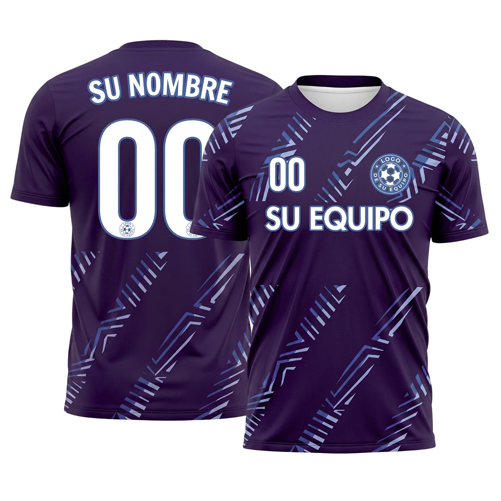 Violeta Oscuro Diagonales Rayas Camiseta de Fútbol Personalizada