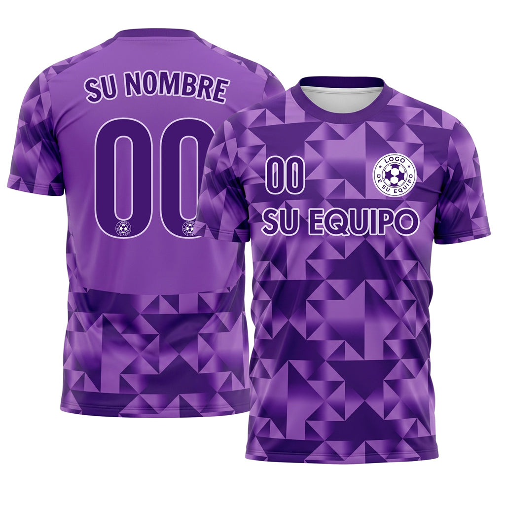 Violeta Oscuro Geométrico Motivo Diamante Camiseta de Fútbol Personalizada