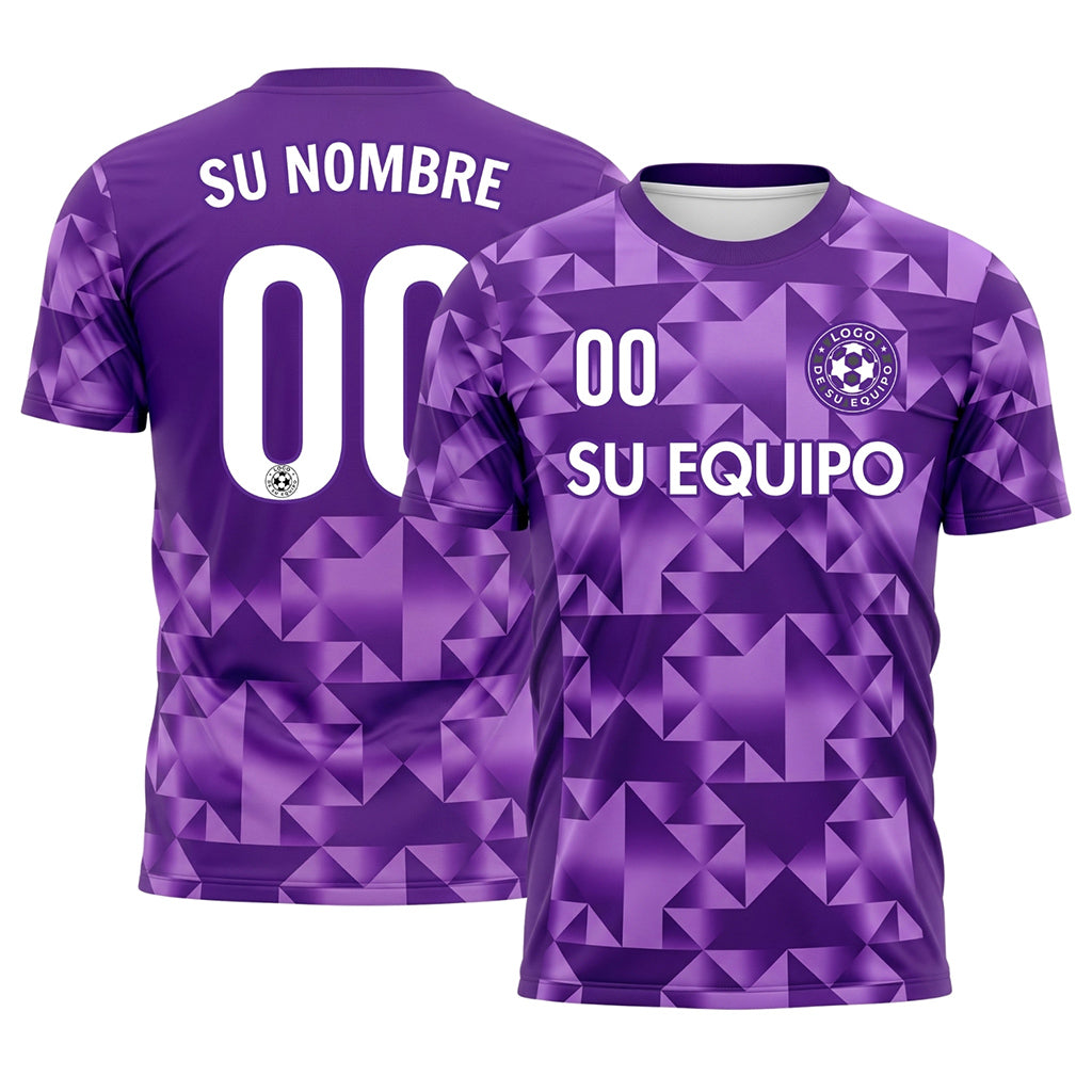 Violeta Oscuro Geométrico Motivo Diamante Camiseta de Fútbol Personalizada