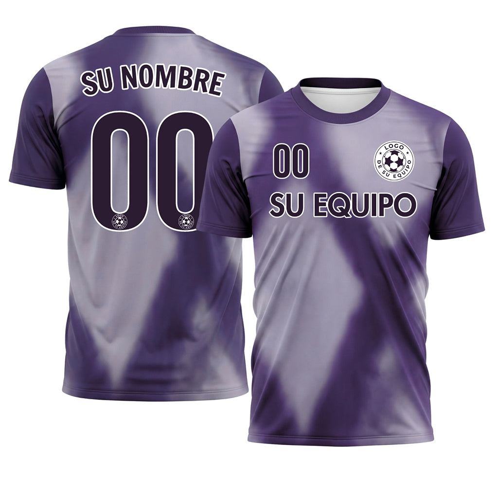 Violeta Oscuro Tie Dye Motivo Rombo Camiseta de Fútbol Personalizada