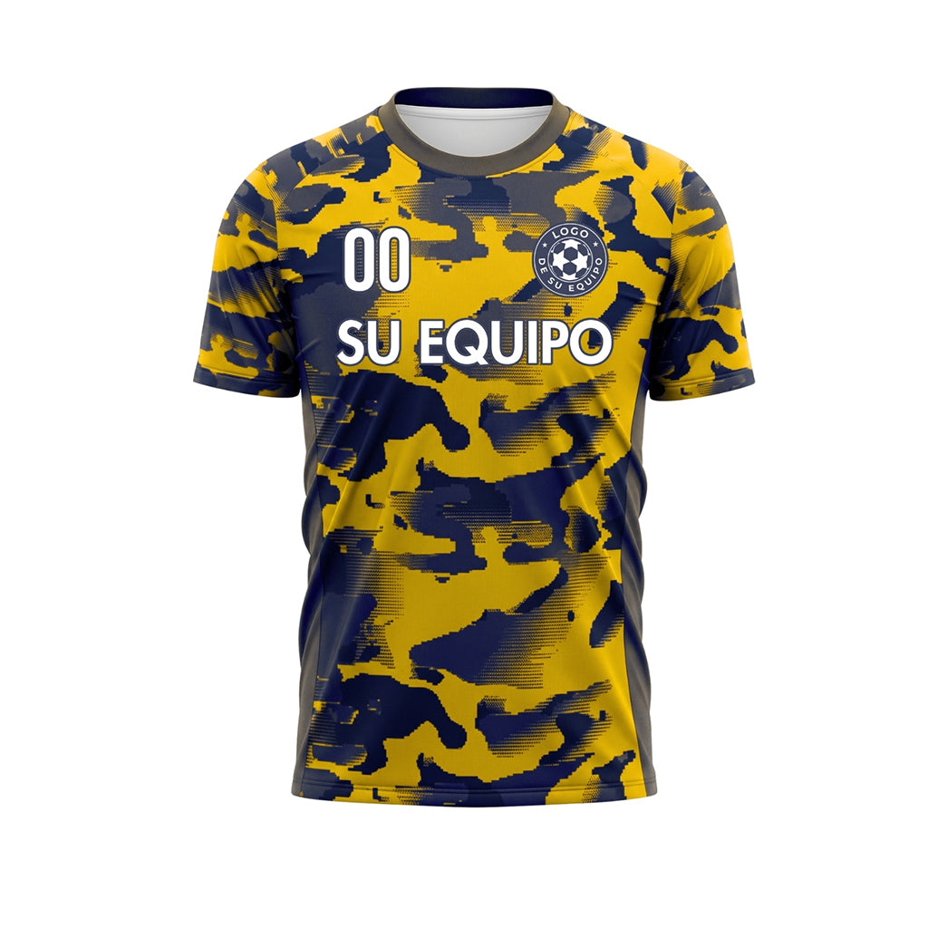 Amarillo Camuflaje Camiseta de Fútbol Personalizada