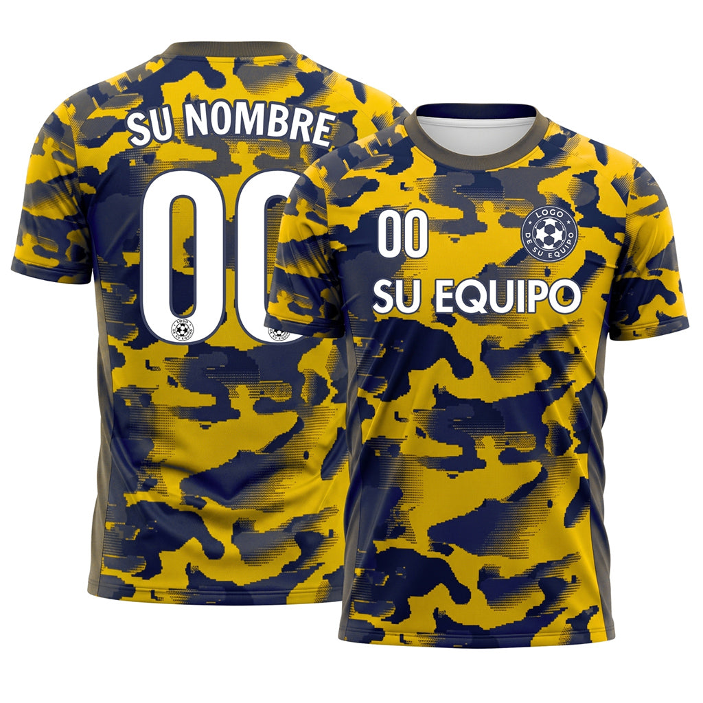 Amarillo Camuflaje Camiseta de Fútbol Personalizada