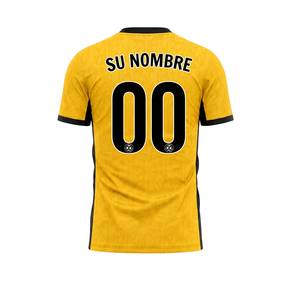 Amarillo Negro Sutil Geométrico Gráfico Motivo Camiseta de Fútbol Personalizada