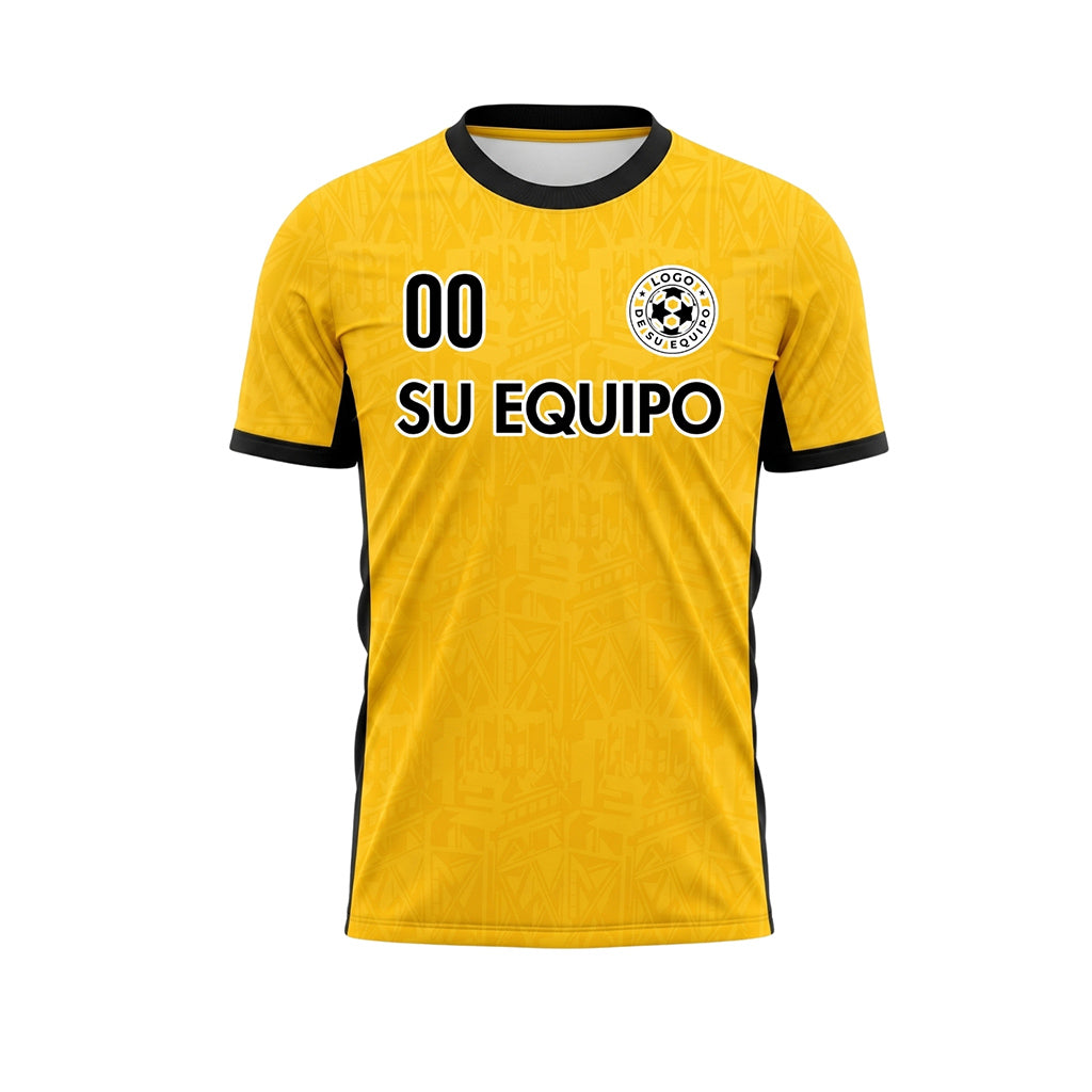 Amarillo Negro Sutil Geométrico Gráfico Motivo Camiseta de Fútbol Personalizada