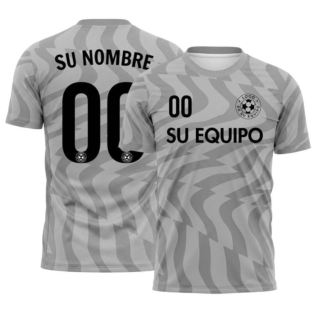 Gris Abstracto Olas Motivo Camiseta de Fútbol Personalizada