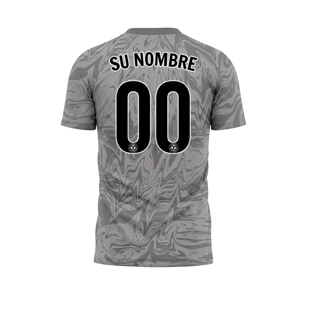 Gris Mármol Motivo Amarillo Cuadros Bandas Laterales Camiseta de Fútbol Personalizada