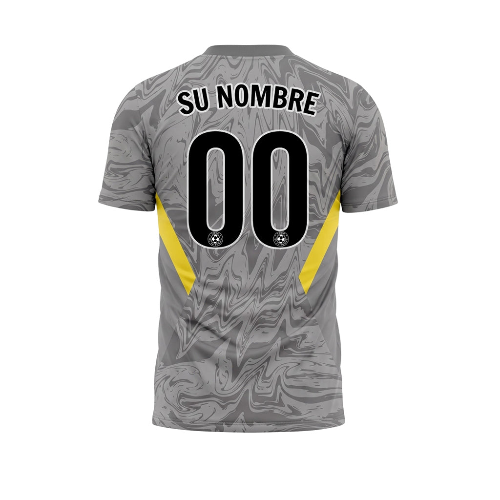 Gris Mármol Motivo Amarillo Bandas Laterales Camiseta de Fútbol Personalizada