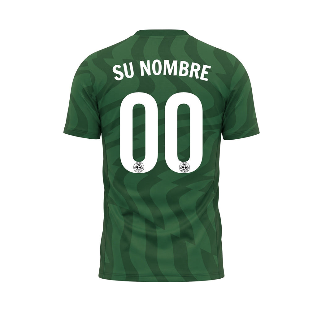 Verde Abstracto Olas Motivo Camiseta de Fútbol Personalizada