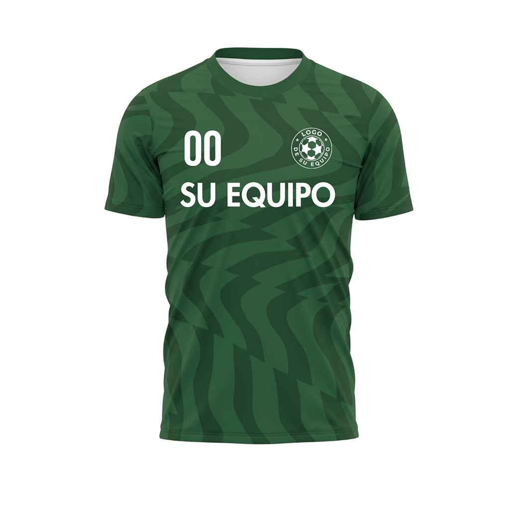 Verde Abstracto Olas Motivo Camiseta de Fútbol Personalizada