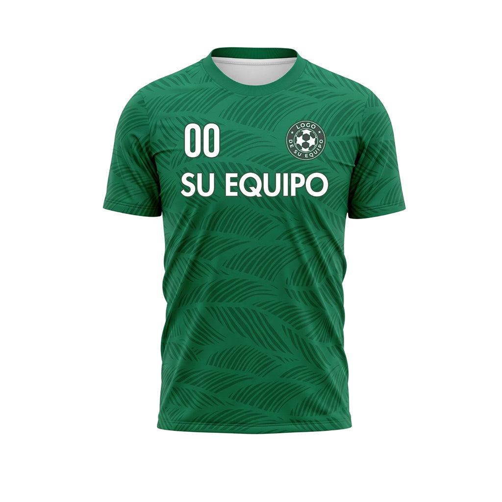 Verde Hoja Motivo Olas Camiseta de Fútbol Personalizada