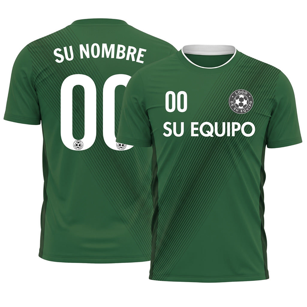 Verde Diagonales Rayas Camiseta de Fútbol Personalizada